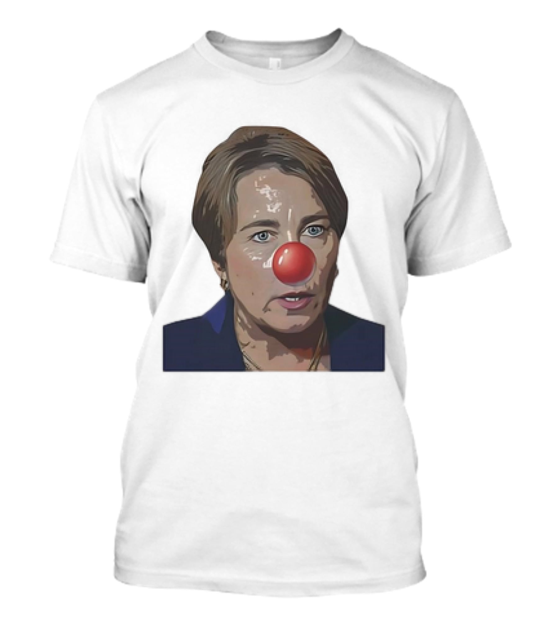 Maura Healey Cartoon Clown Nose Face Image T-Shirt