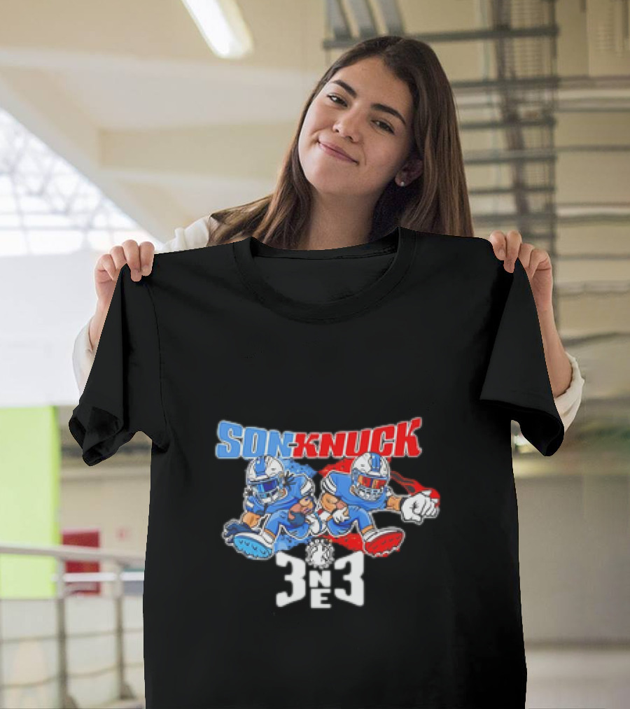 Son-Knuck 3NE3 Detroit Lions Inspired Football Characters T-Shirt
