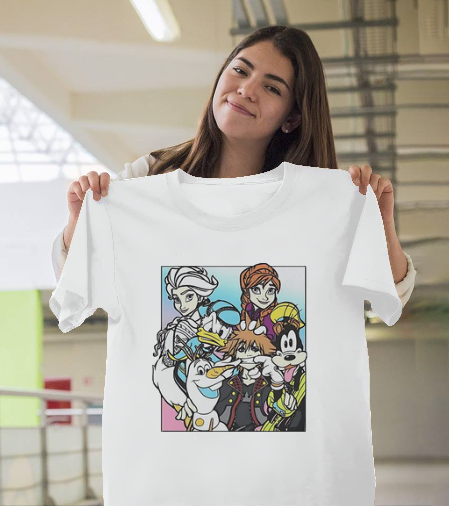 Disney Kingdom Hearts Frozen Characters Crossover T-Shirt