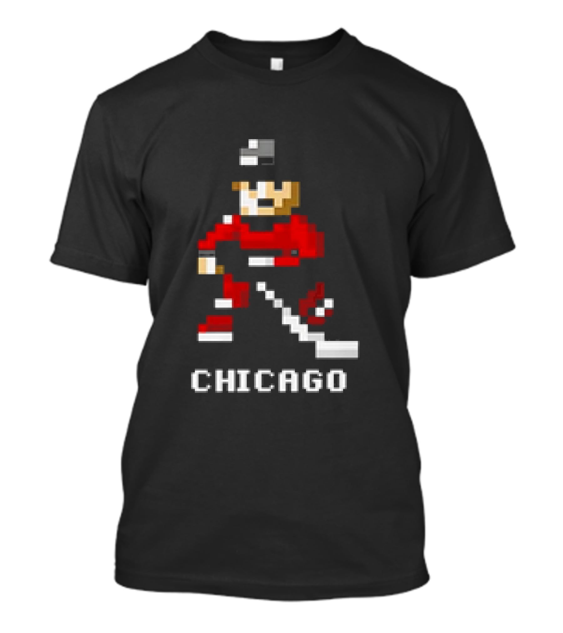 Chicago Retro 8-bit Hockey Player T-Shirt