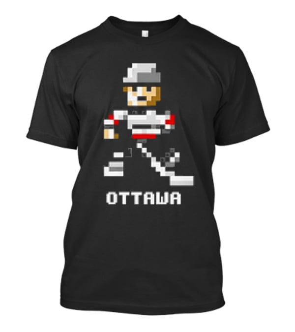 Ottawa 8-Bit Hockey Player Pixel T-Shirt