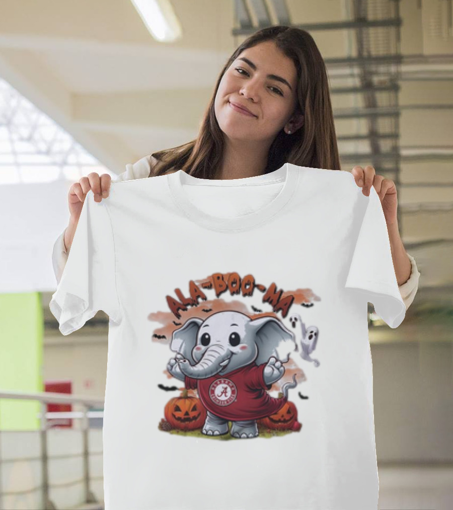 Ala-Boo-Ma Alabama Crimson Tide Cute Elephant Halloween Pumpkins Ghosts T-Shirt