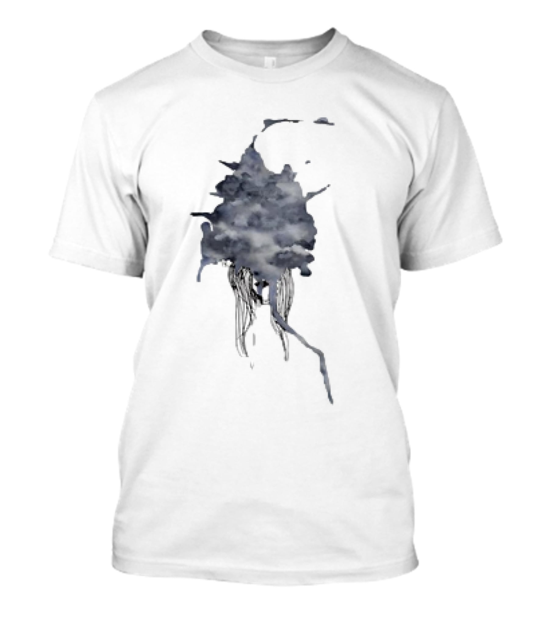Clouded Classic Abstract Ink And Wash Sky Scene T-Shirt