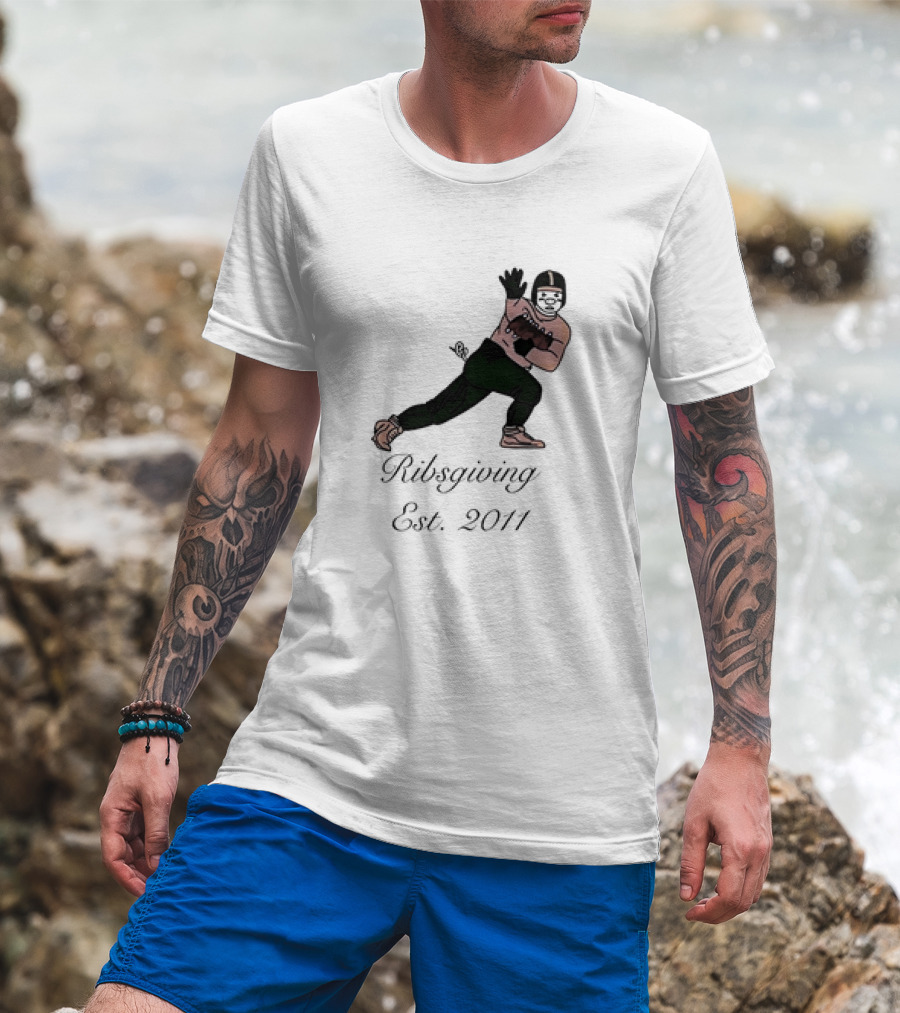 Green Pig Ribsgiving Est. 2011 Football Player T-Shirt