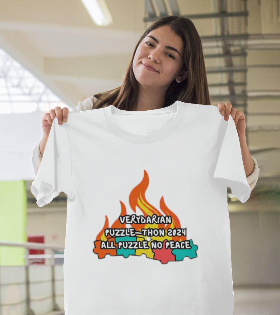 Verydarian Puzzle Thon 2024 All Puzzle No Peace Flame Jigsaw T-Shirt