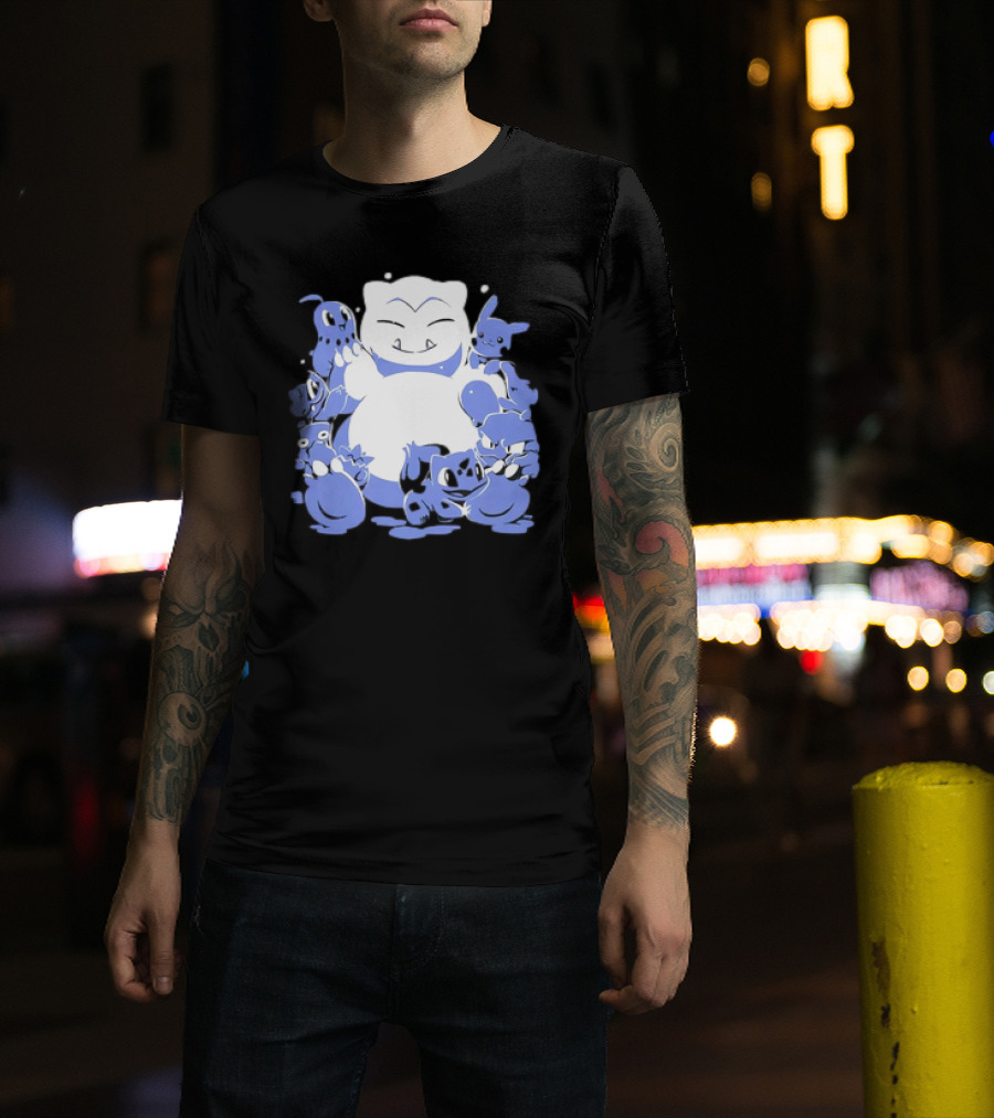 Snorlax Snowman Surrounded By Pokémon Snowlaxman T-Shirt