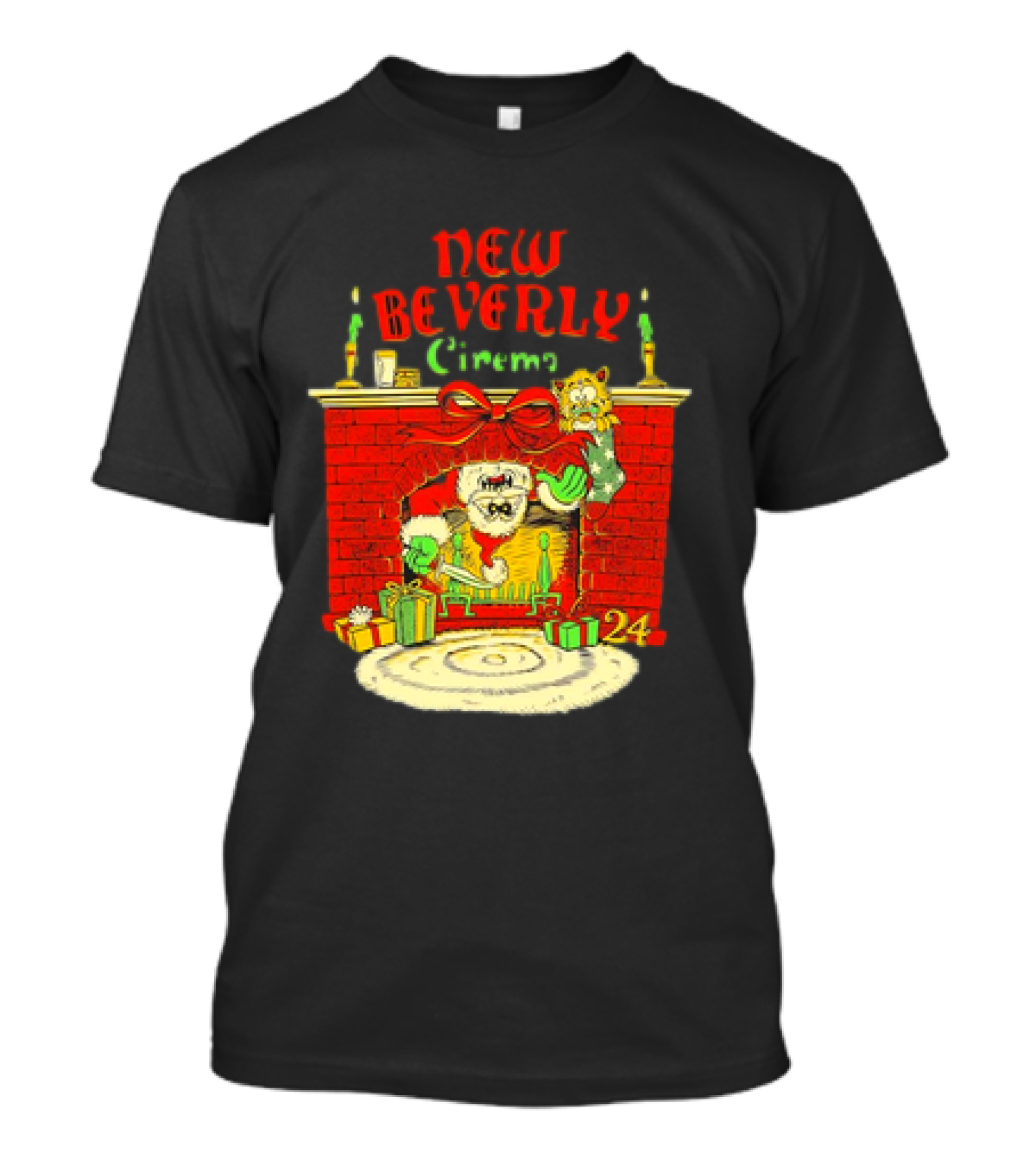 New Beverly Cinema Christmas Horror Santa Fireplace Scene T-Shirt