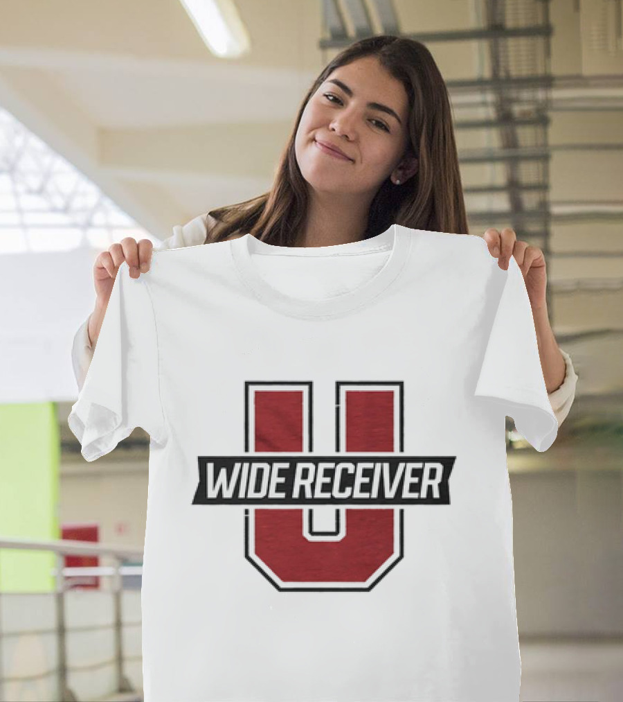 Wide Receiver U Football Inspired Logo Red and Black T-Shirt
