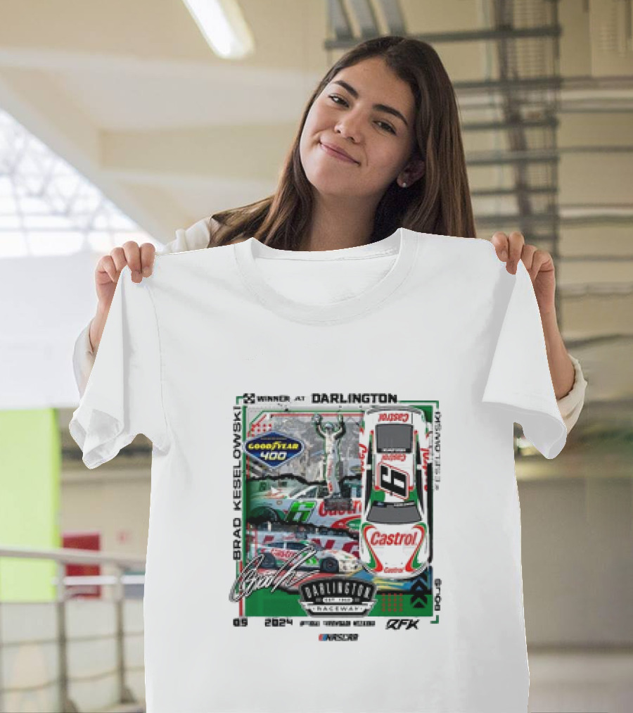 Brad Keselowski 2024 Goodyear 400 Winner Darlington Raceway NASCAR Checkered Flag Sports Signature Castrol 6 T-Shirt