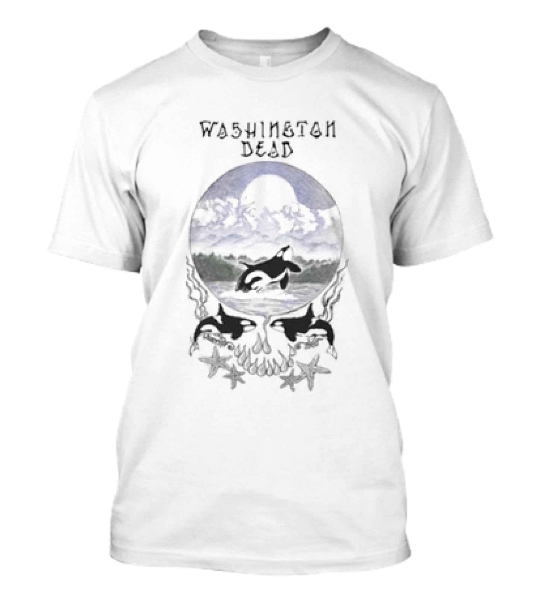 Washington Dead United States Grateful Dead Store Orcas Skull Stars T-Shirt