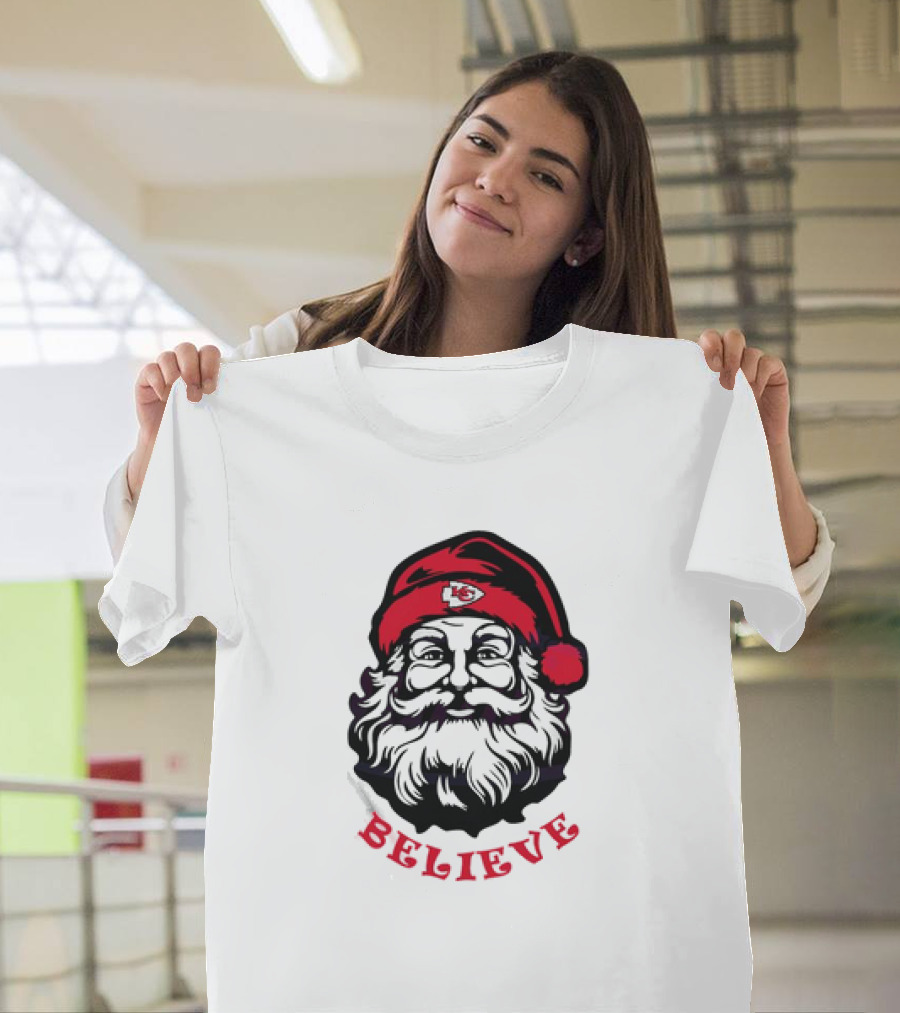 Santa Claus Believe Kansas City Chiefs Christmas T-Shirt