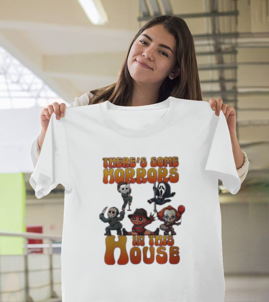 There’s Some Horrors In This House Masked Figures And Balloons T-Shirt