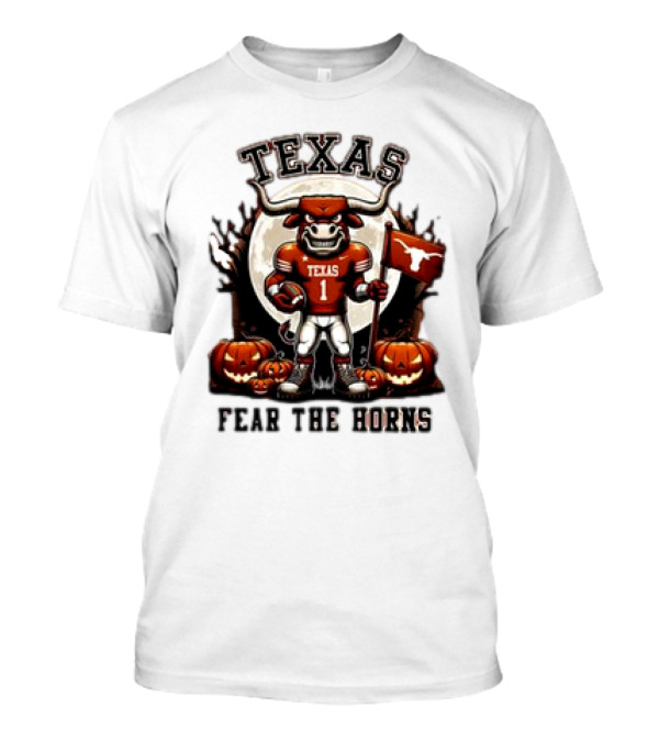 Texas Longhorns Fear The Horns Halloween Football Scene T-Shirt