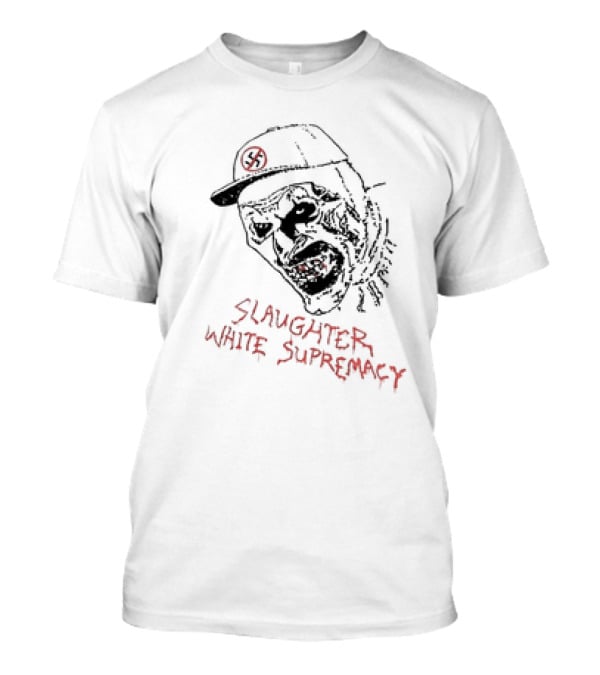 Slaughter White Supremacy Zombie Face Anti-Swastika Cap T-Shirt