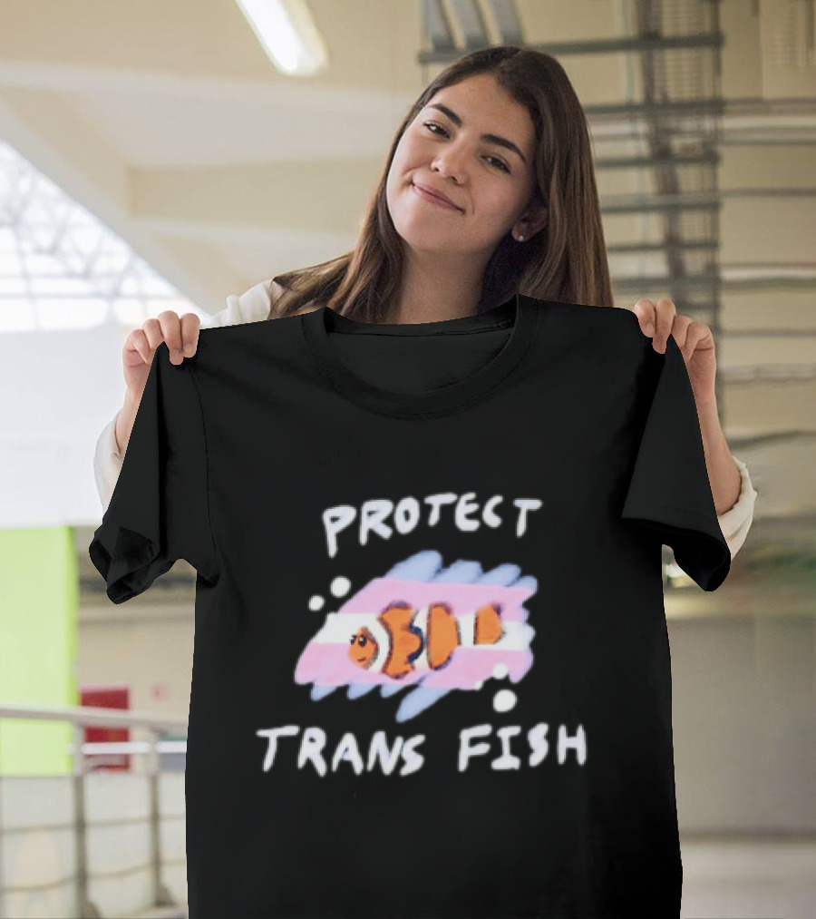 Protect Trans Fish Clownfish With Transgender Flag Colors T-Shirt