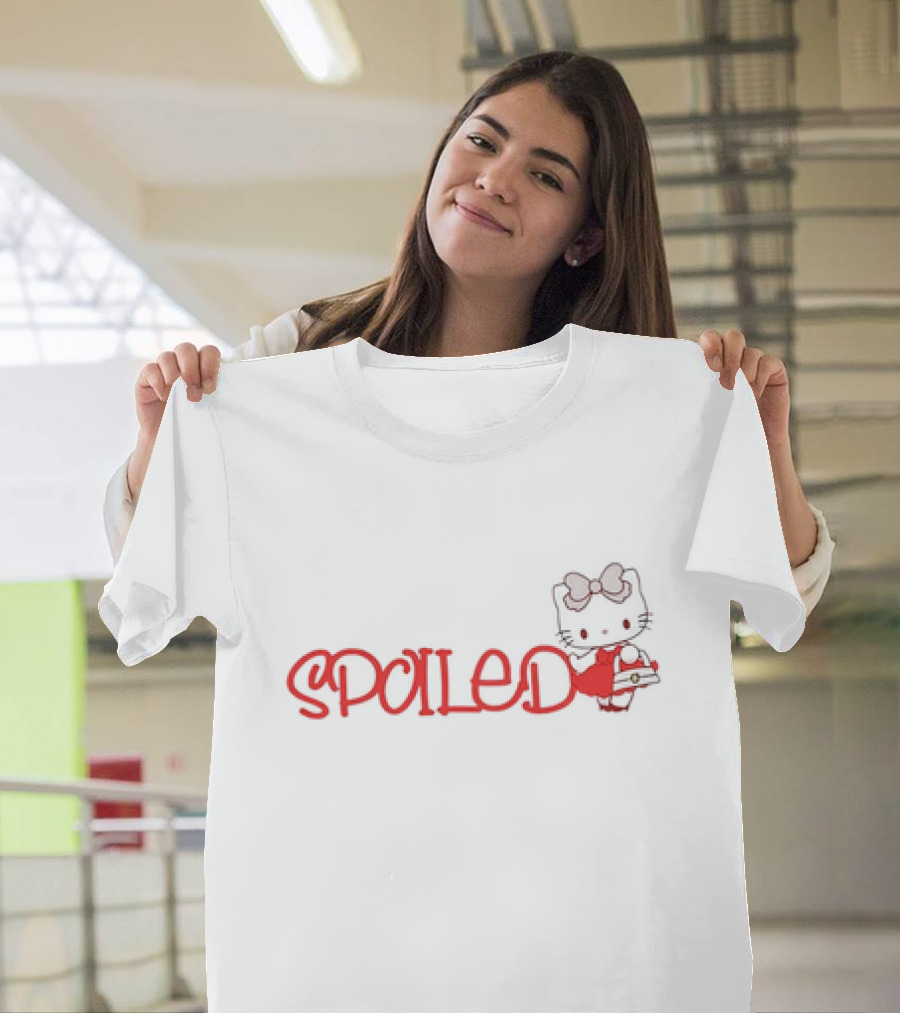 Spoiled Red Bow Hello Kitty Holding Gift T-Shirt