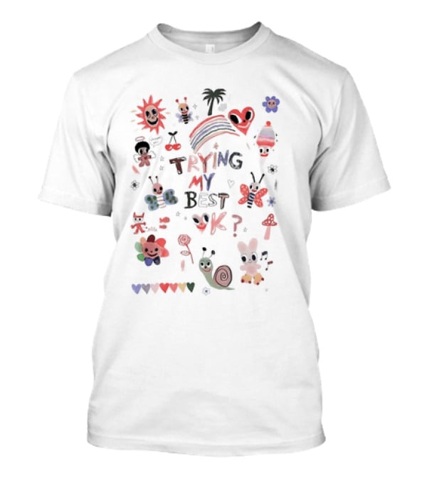 Trying My Best Ok Whimsical Icons And Rainbow T-Shirt