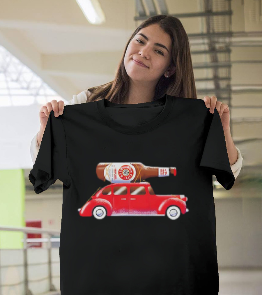 Iron City Beer Bottle On Red Vintage Car Holiday T-Shirt