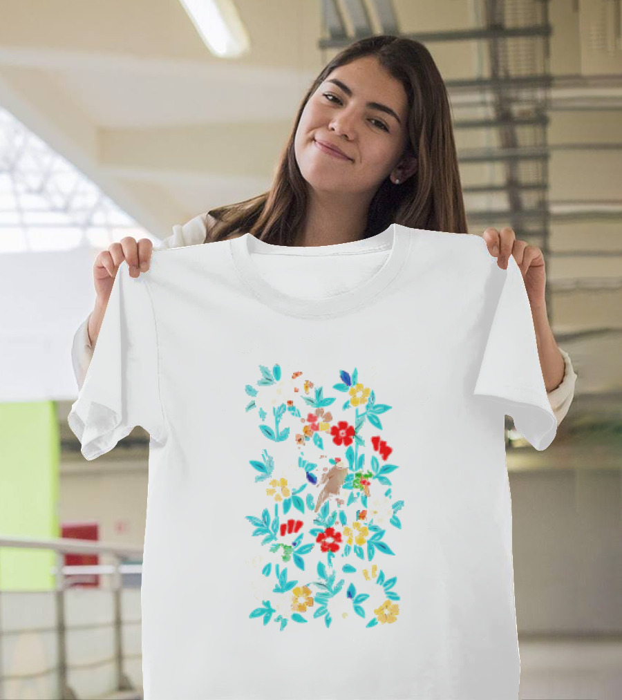 Fowl And Flower Vintage Pattern Print T-Shirt