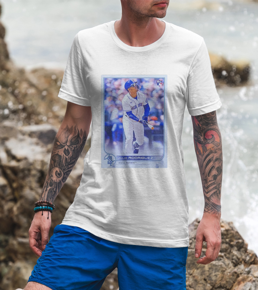 Julio Rodriguez RC Seattle Mariners MLB Baseball Card T-Shirt