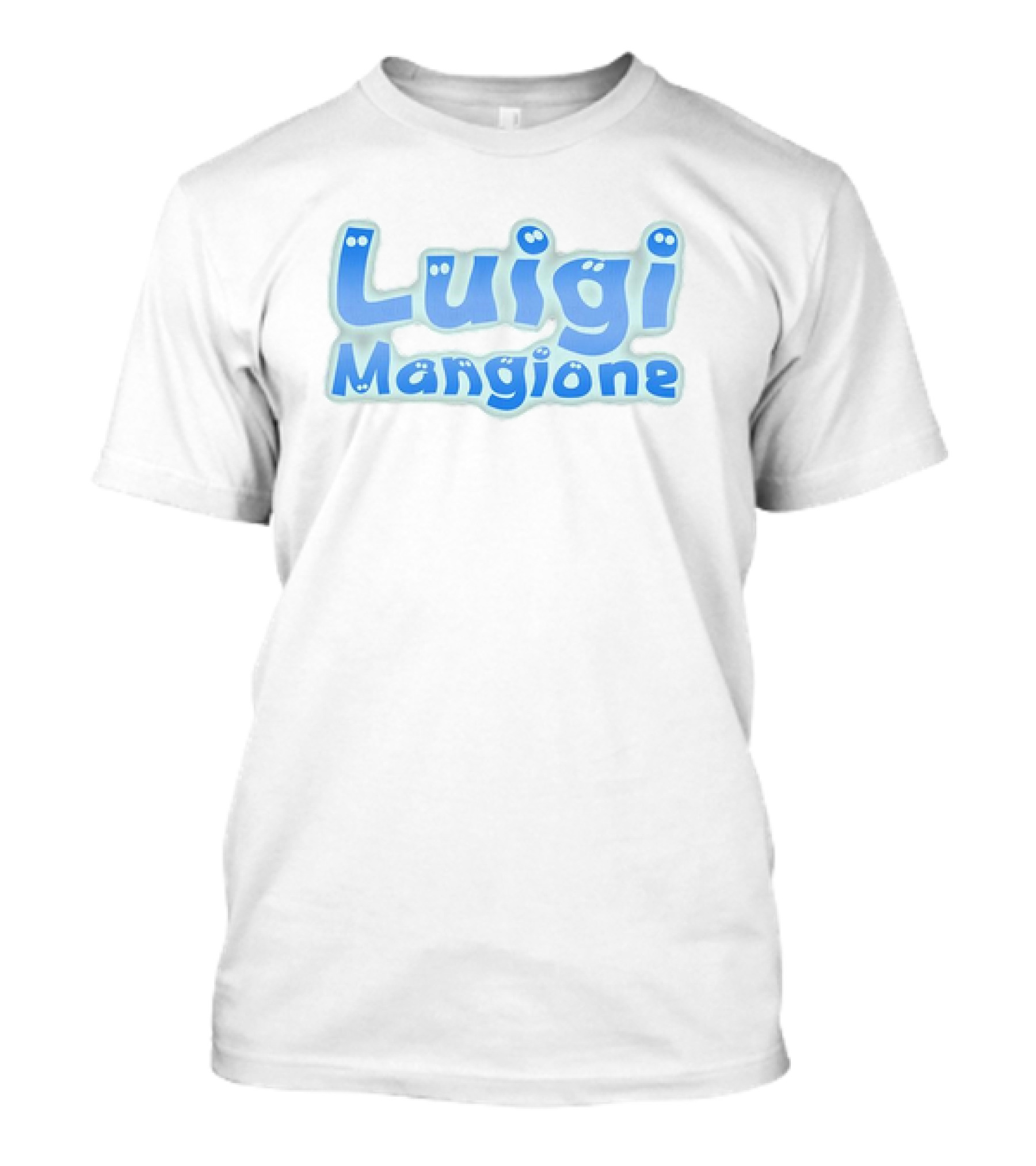 Luigi Mangione Blue Text With Eyes T-Shirt