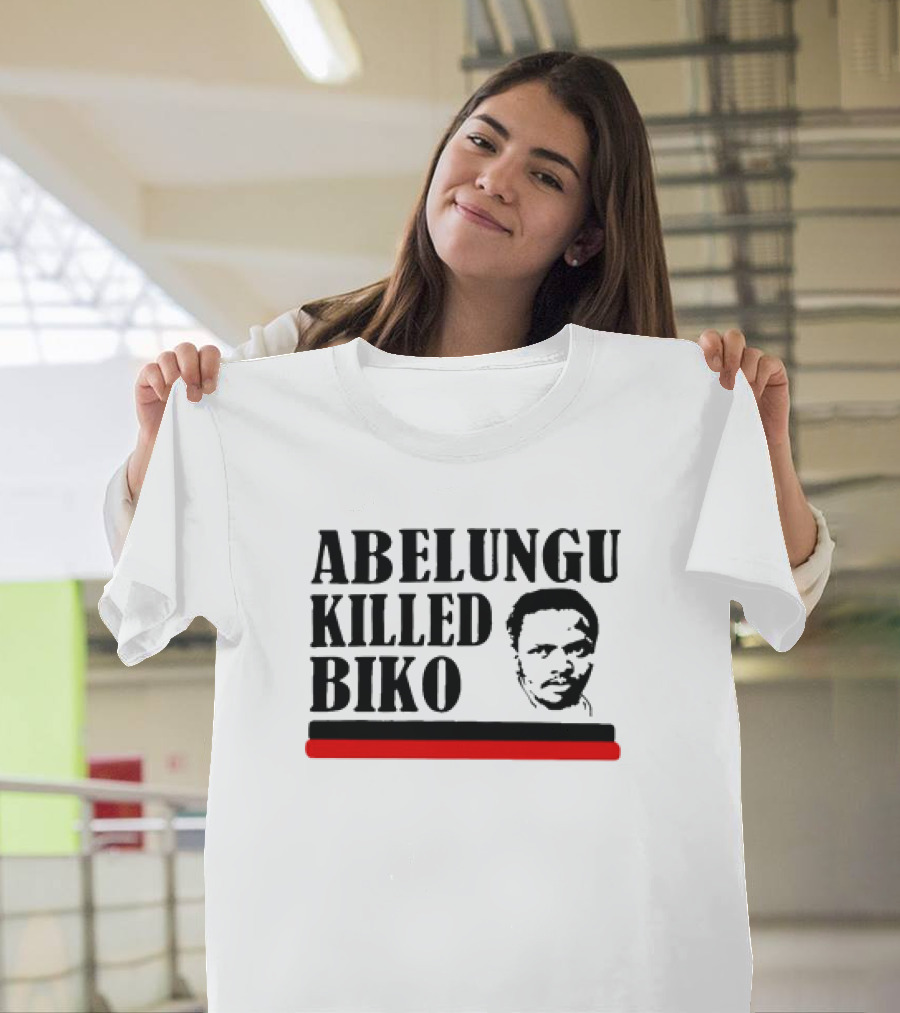 Abelungu Killed Biko Activist Portrait With Black And Red Lines T-Shirt