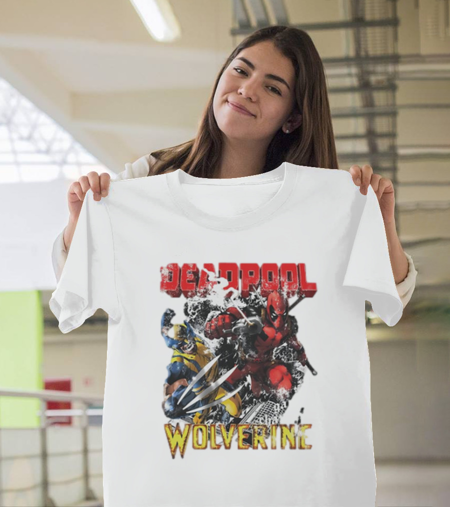 Deadpool Wolverine Cartoon Battle Clash T-Shirt