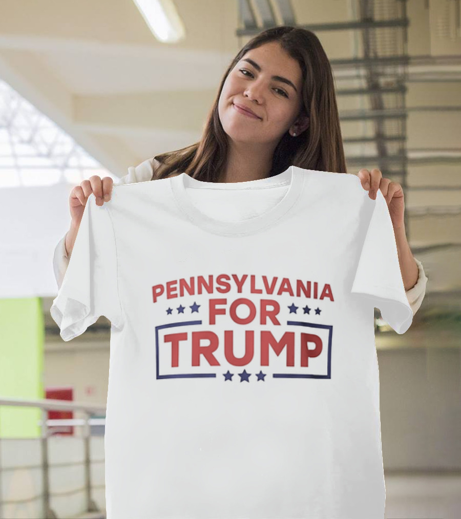 Pennsylvania for Trump Political Support Stars Bold Typography T-Shirt
