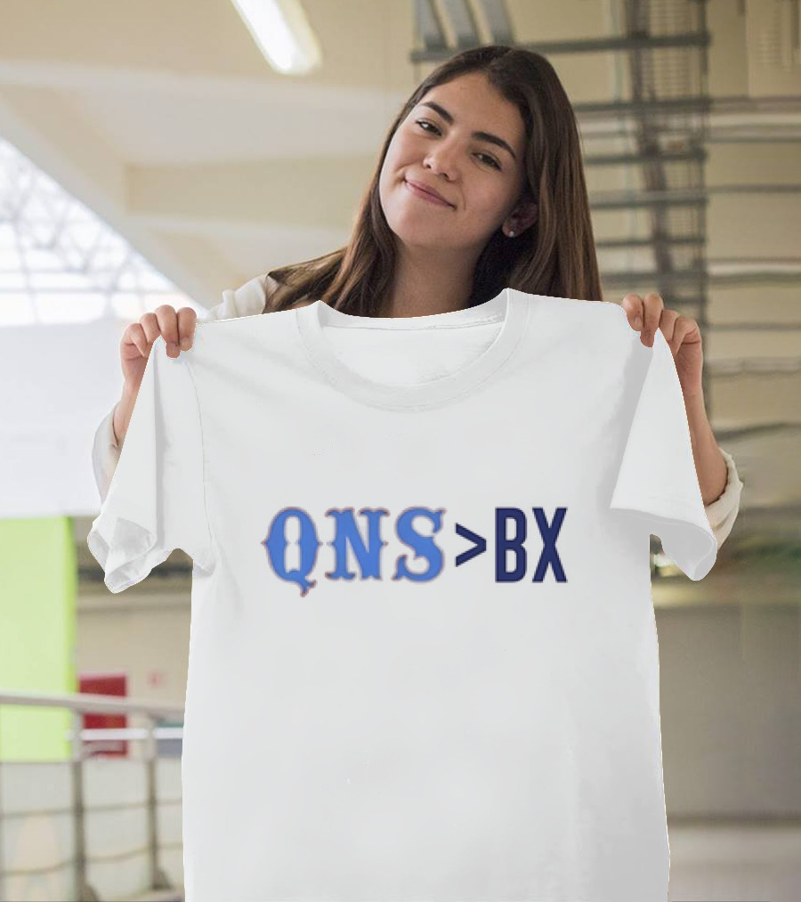 QNS BX Queens Greater Than Bronx Typography T-Shirt