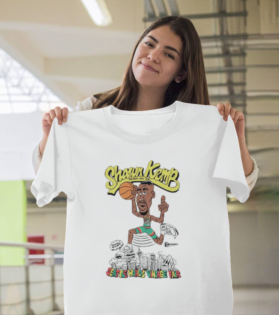 Shawn Kemp Seattle World's Vintage Fair Iconic Basketball T-Shirt