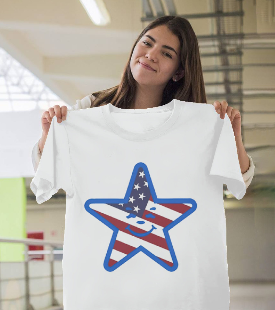 Usa Star Babbitt Revived Patriotic Smiling Star with American Flag T-Shirt