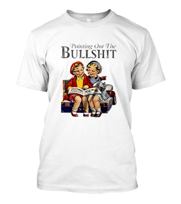 Pointing Out The Bullshit Vintage Comic Style Kids Reading Book T-Shirt
