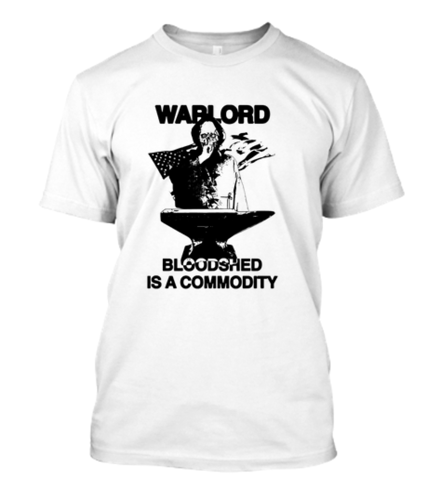 Warlord Bloodshed Is A Commodity Grim Reaper Anvil American Flag T-Shirt