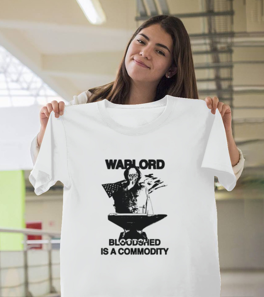 Warlord Bloodshed Is A Commodity Grim Reaper Anvil American Flag T-Shirt