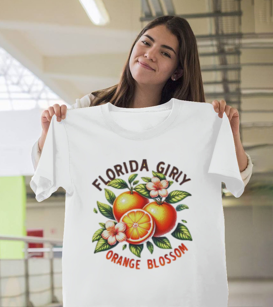 Florida Girly Orange Blossom Vintage Citrus Floral Retro T-Shirt