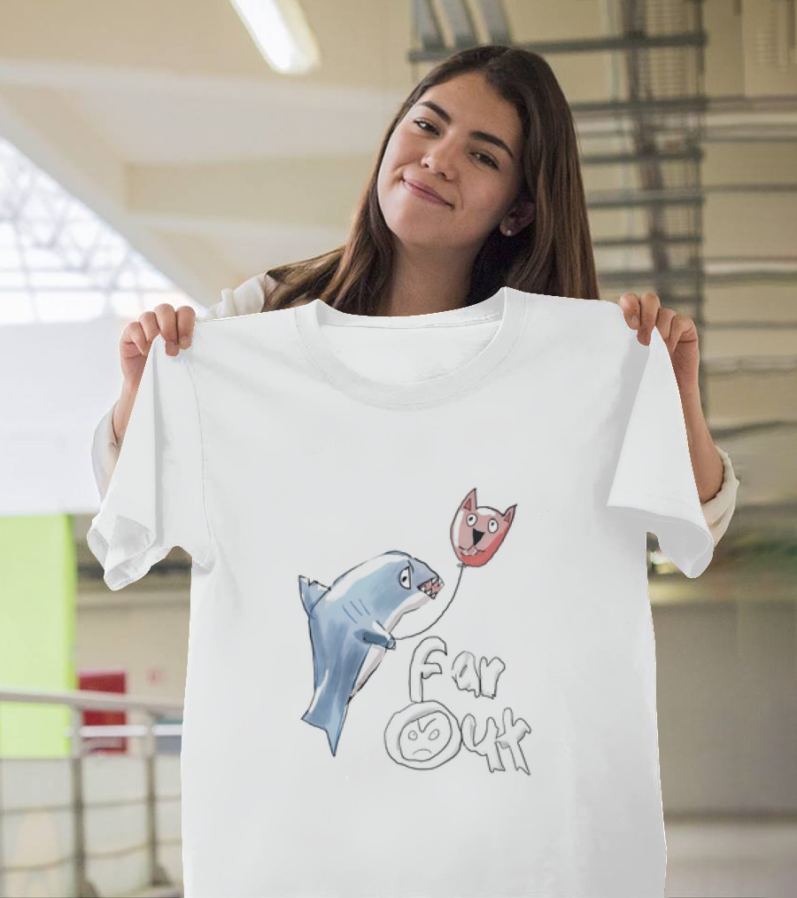 Shark With Cat Balloon Far Out T-Shirt