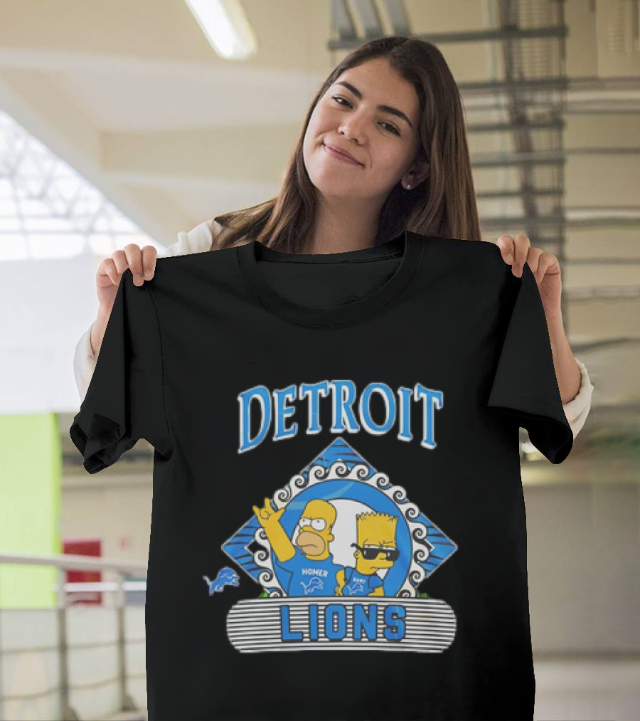 Homer Simpson Bart Simpson Detroit Lions NFL Funday Football T-Shirt