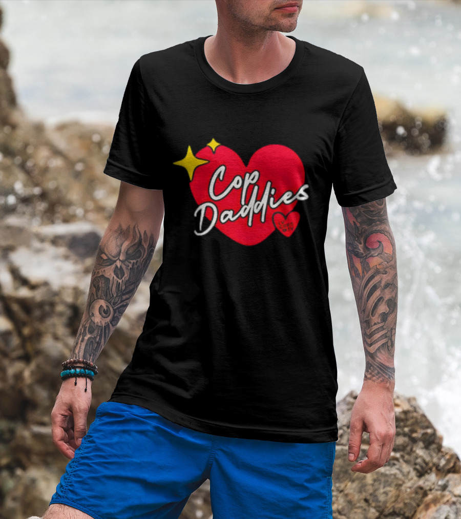 Cop Daddies Heart I Love Cops Girl Stars T-Shirt