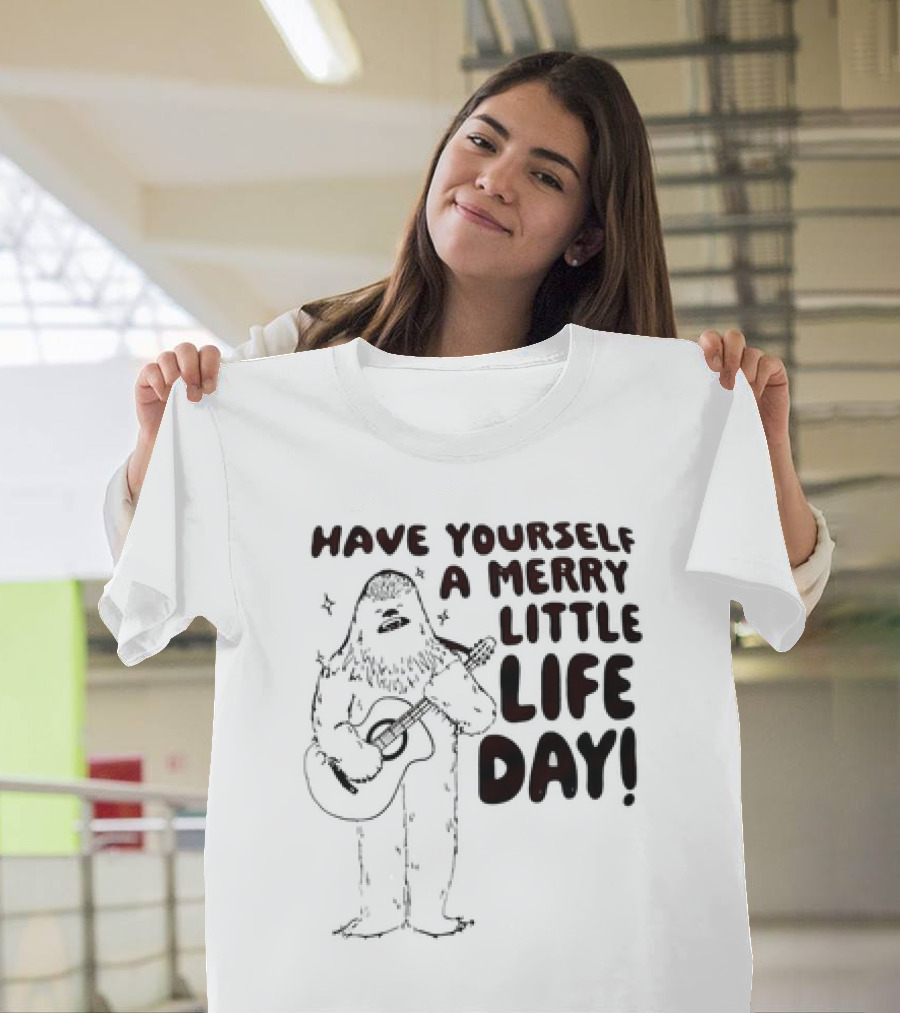 Bigfoot Have Yourself A Merry Little Life Day Playing Guitar T-Shirt