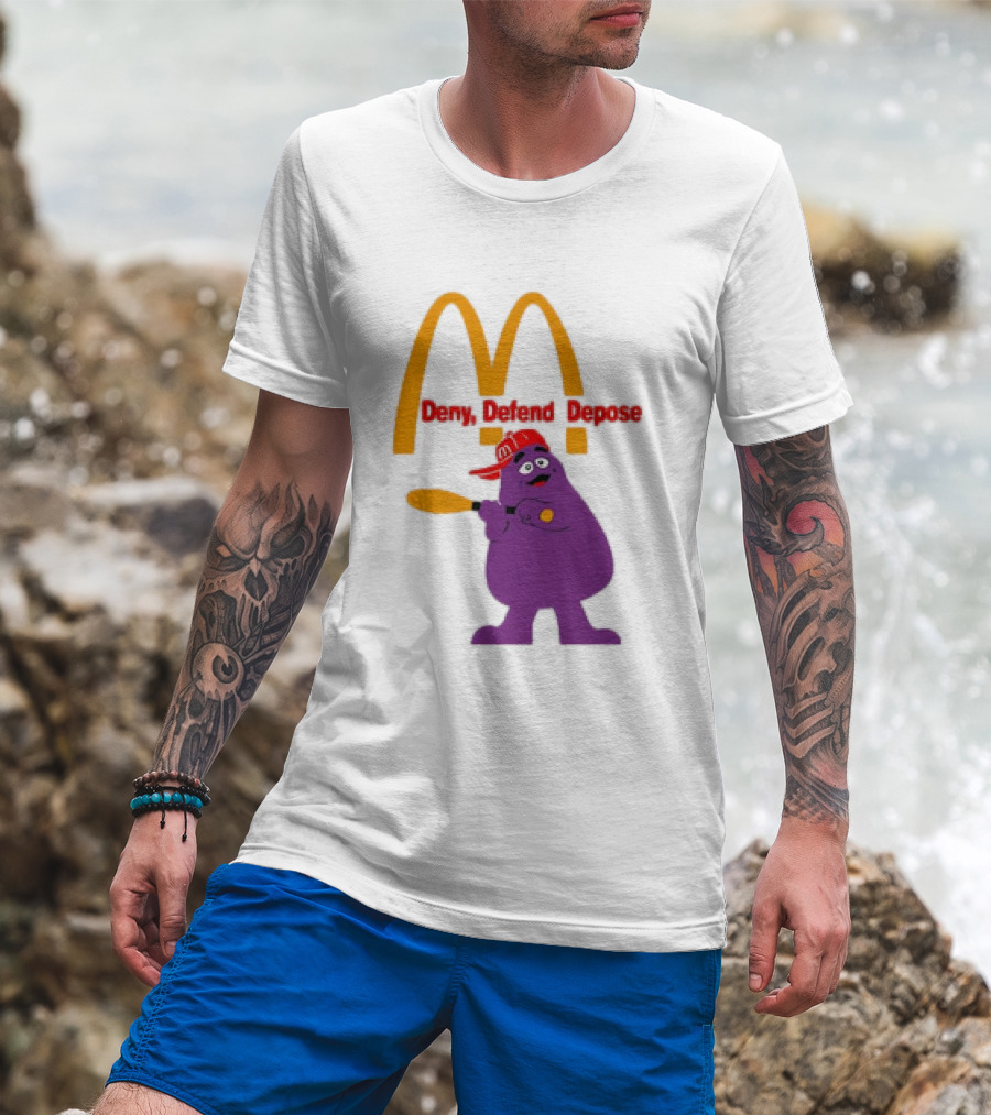 Grimace Baseball Bat Deny Defend Depose McDonald's Mascot T-Shirt