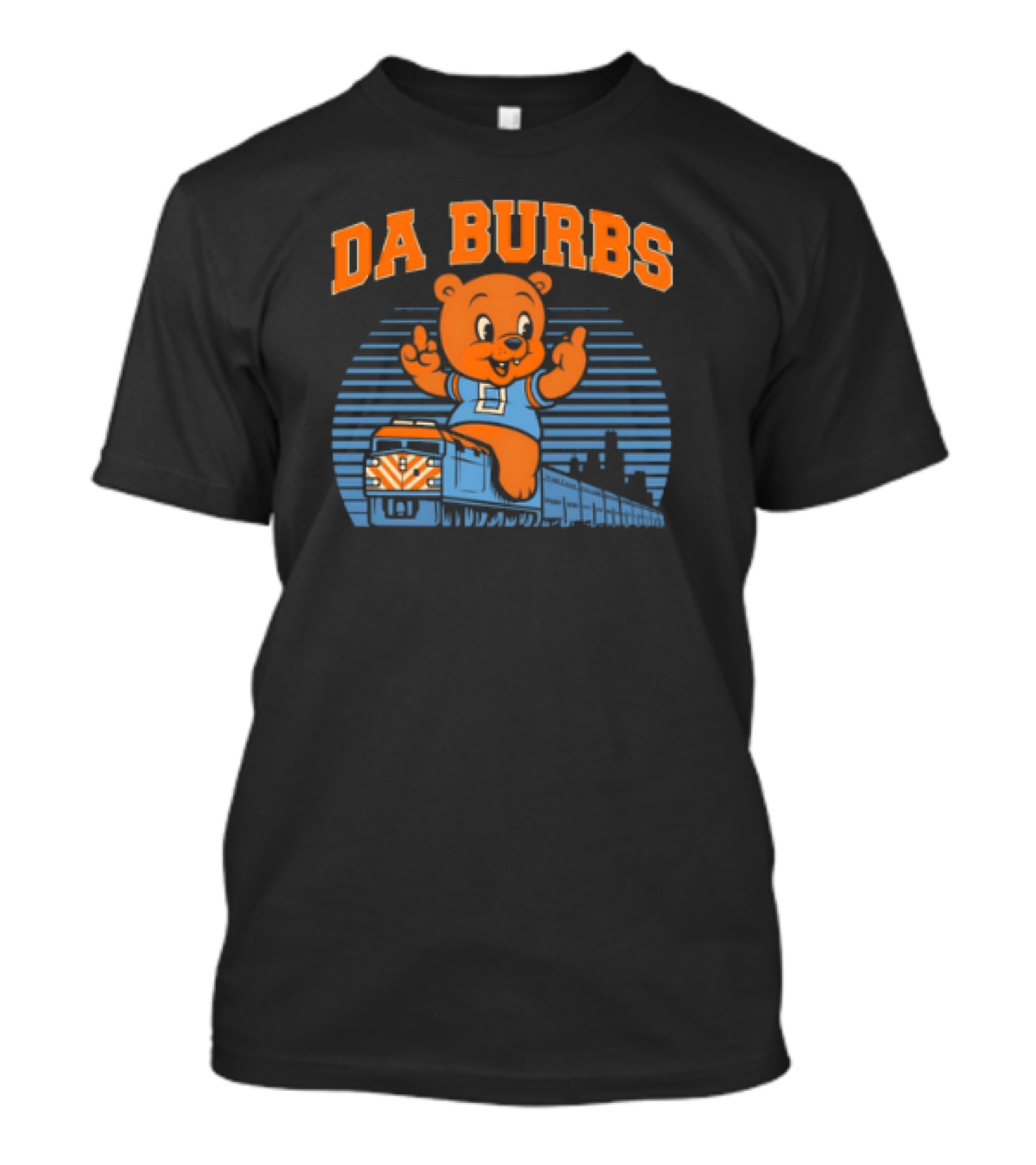 Da Burbs Train Chicago Bears Football Bear With Train Scene T-Shirt
