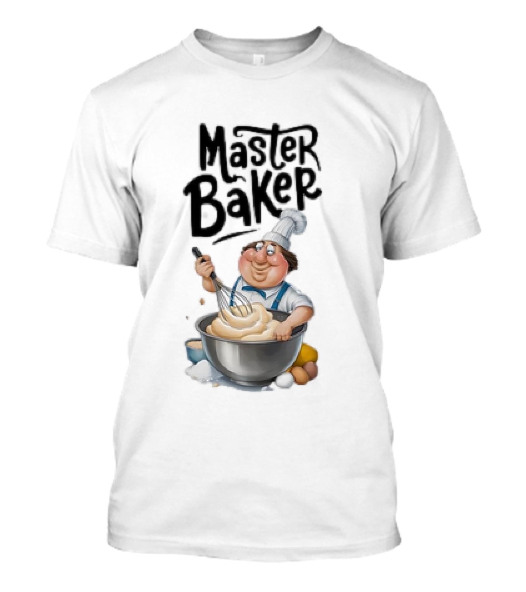 Master Baker Caricature Whisking Dough Enthusiastically T-Shirt