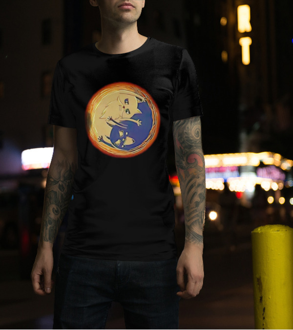 Exploding Kittens Yin Yang Godcat Vs Devilcat T-Shirt