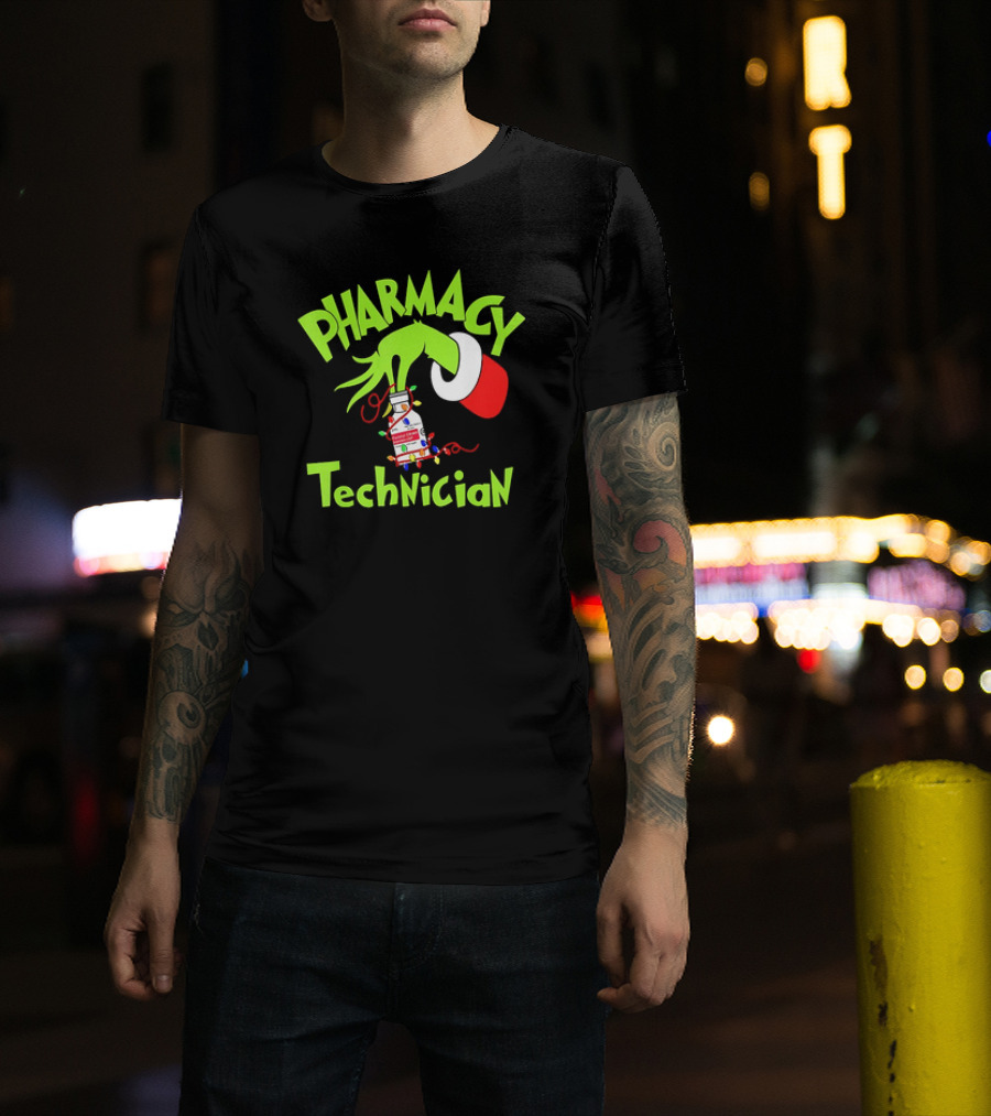 Grinch Pharmacy Technician Christmas Lights T-Shirt