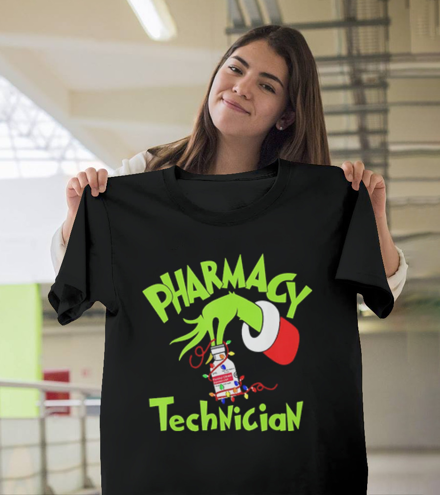 Grinch Pharmacy Technician Christmas Lights T-Shirt