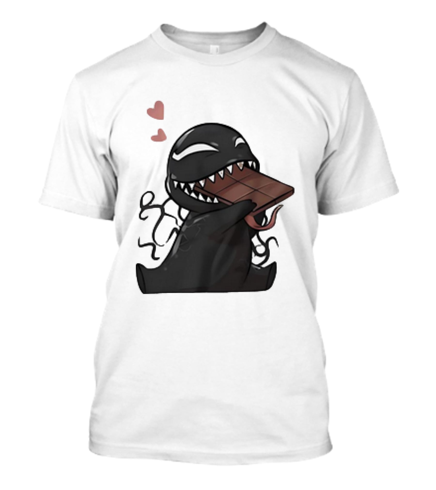 Venom Eating Chocolate Cartoon Meme With Hearts T-Shirt