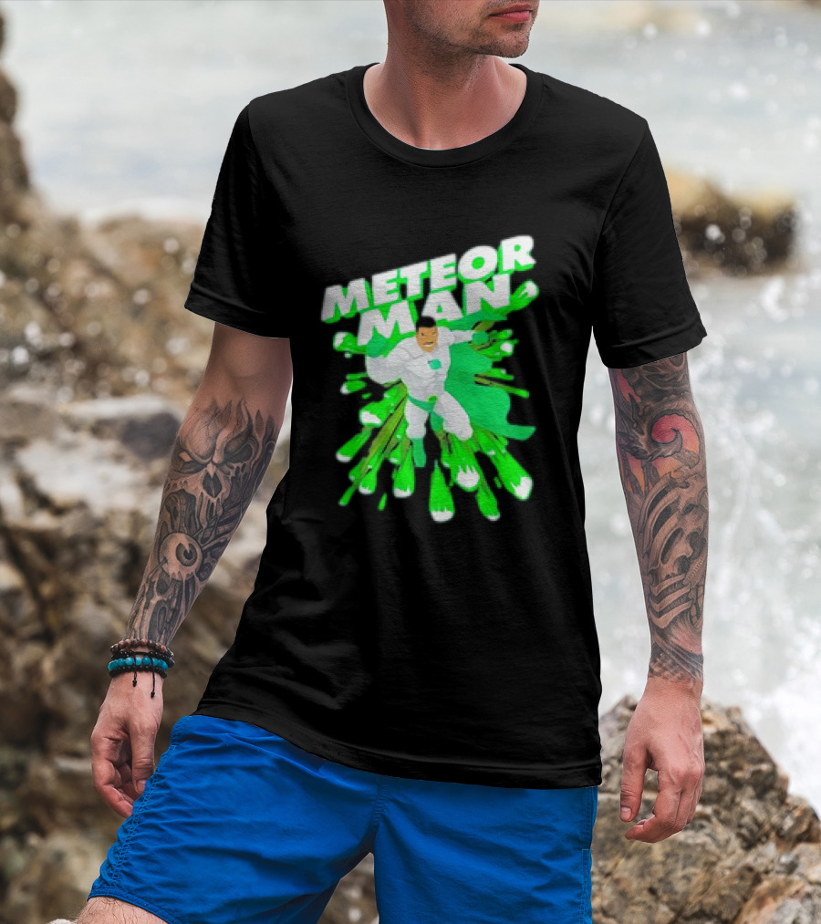 Meteor Man Heroic Pose With Green Comet Effect T-Shirt