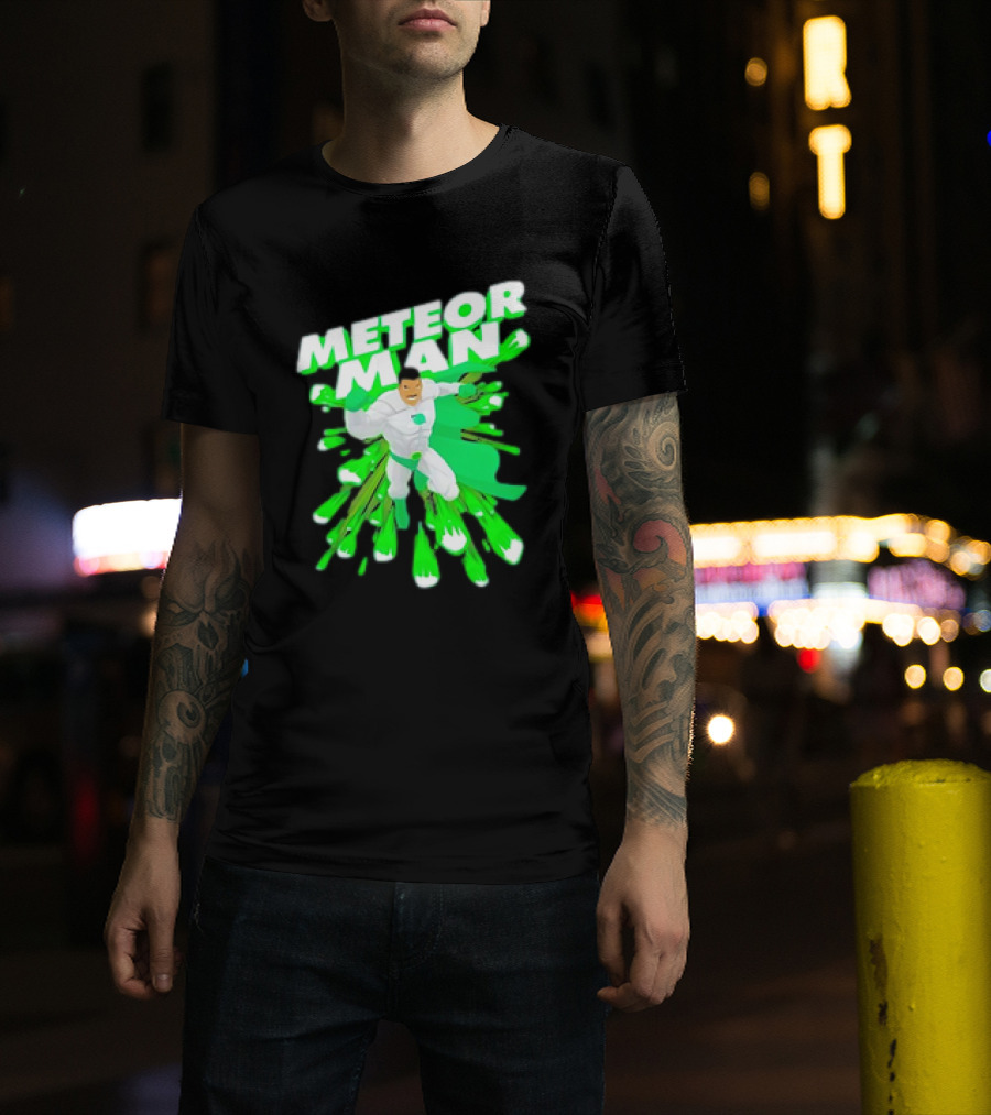 Meteor Man Heroic Pose With Green Comet Effect T-Shirt