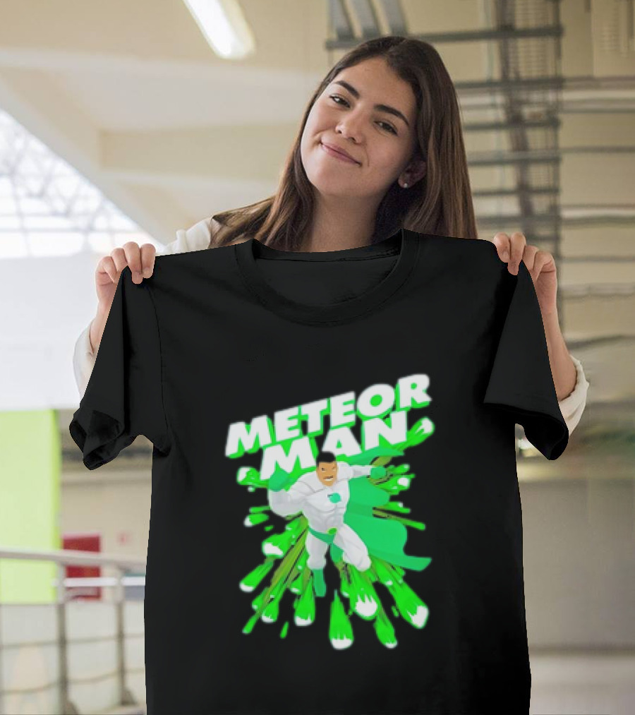 Meteor Man Heroic Pose With Green Comet Effect T-Shirt