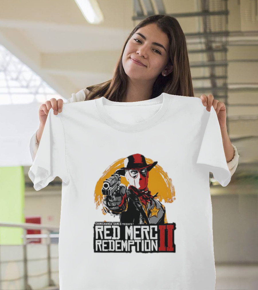 Deadpool Chimichanga Games Red Merc Redemption II Cowboy Mercenary T-Shirt